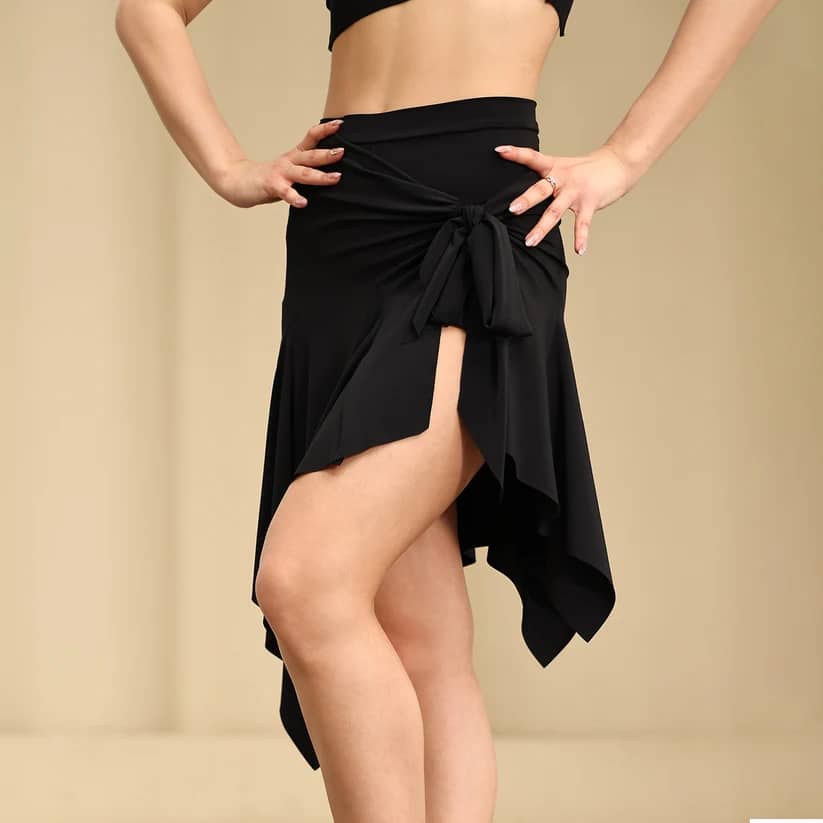 A22 UDANCE Black Asymmetric Hem Wrap Skirt thumbnail 1